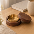 Walnut Ashtray with Lid – Stainless Steel Insert, Windproof, Desktop Home Office Decor