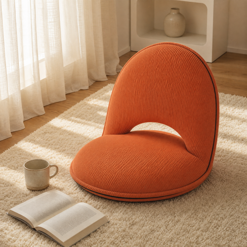 Floor Lounger Chair with Backrest – Foldable Cushion Seat for Reading and Relaxing