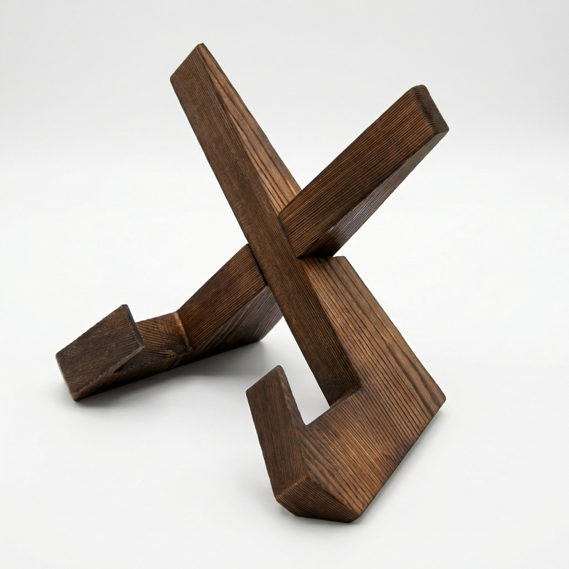 Wooden Cookbook Stand – Freestanding X-Shaped Book Holder for Kitchen & Minimalist Tablet Display