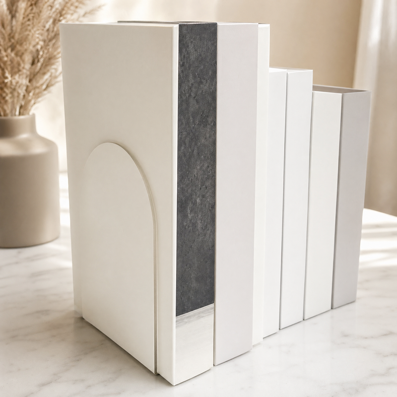 Clear Acrylic Bookends – Arch Design Book Organizer for Shelf Desk Home Office