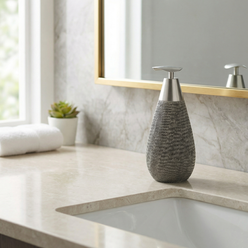 Minimalist Soap Dispenser – Ceramic 400ml Soap Pump for Bathroom or Kitchen Decor