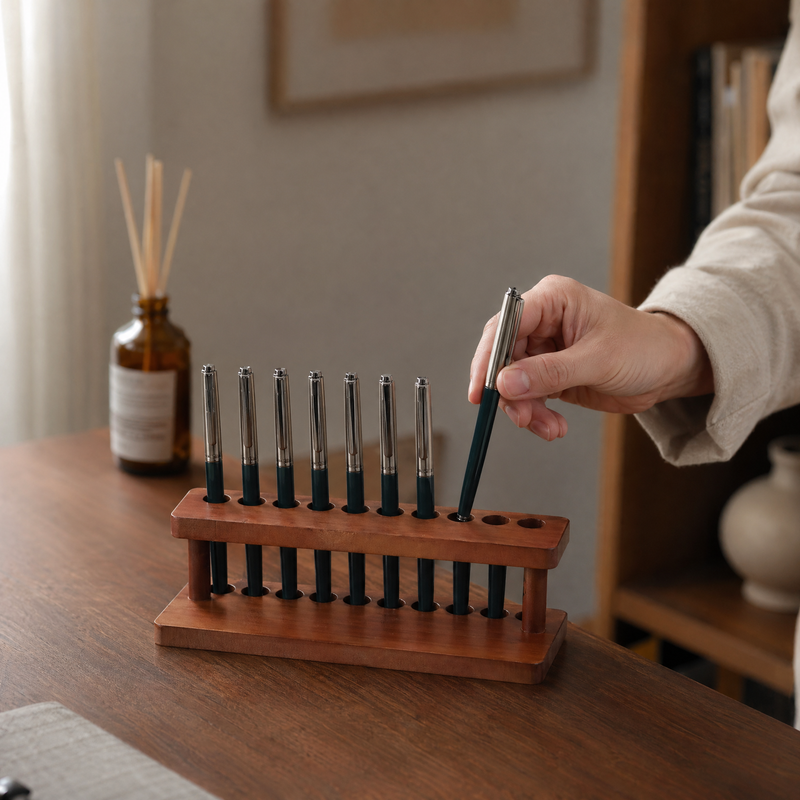 Pot à Crayons en Bois – Organiseur de Bureau Minimaliste pour Stylos et Stylets