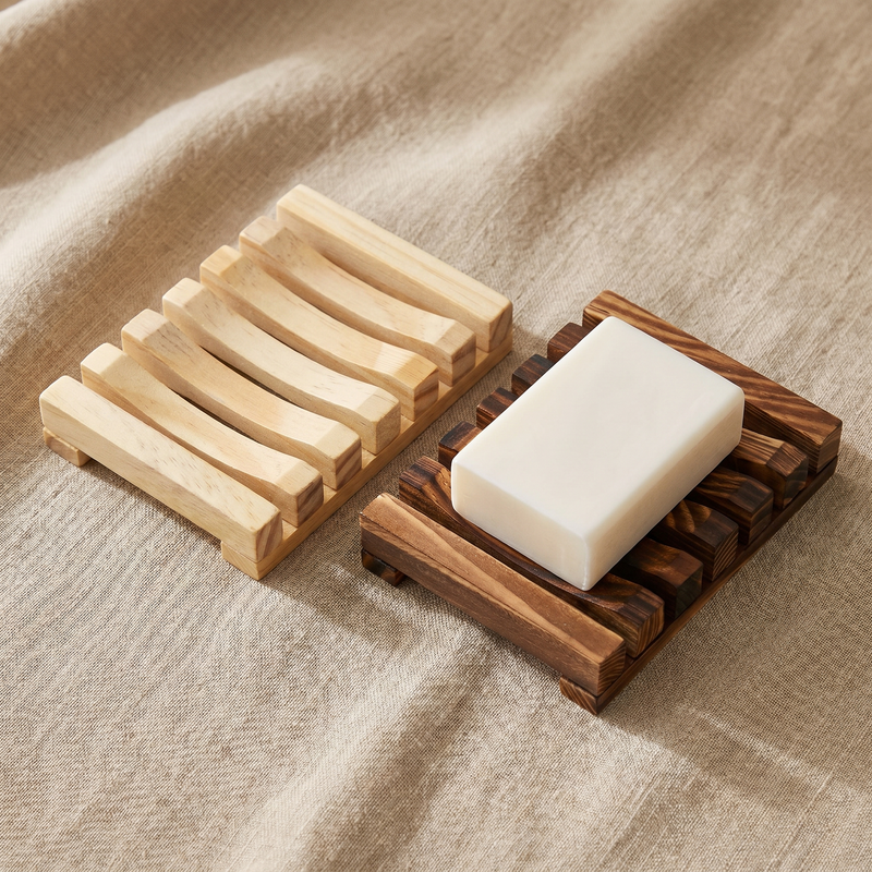 Porte-savon en bambou – Conception à lattes drainantes pour salle de bain, cuisine, douche, support à savon en bois naturel