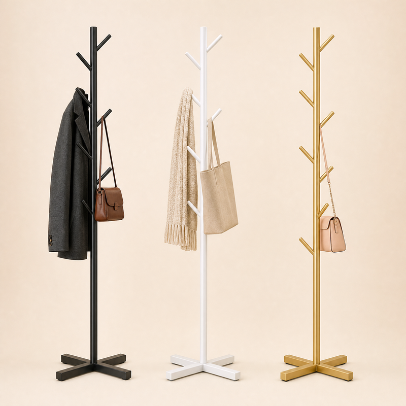 Tree Branch Coat Rack – Freestanding Floor Stand for Bedroom Entryway, 8 Hooks