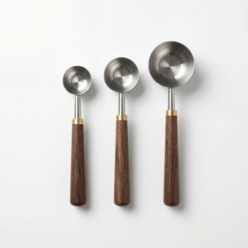 Stainless Steel Coffee Scoop - Wooden Handle Measuring Spoon for Coffee Beans