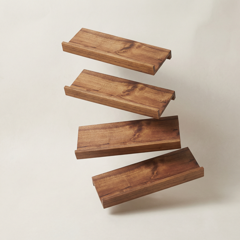 4 Tier Spice Rack Organizer for Drawer – Natural Acacia Wood Cabinet Storage Tray