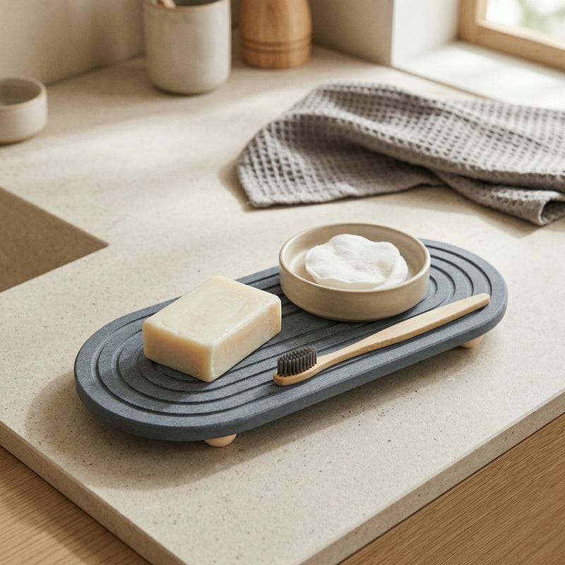 Plateau de séchage en diatomite — Égouttoir à séchage rapide pour savon, Organisateur d'évier de salle de bain, Cuisine