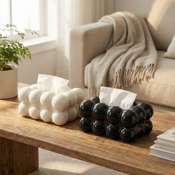 Cloud Design Tissue Box – Sculptural Tissue Dispenser for Coffee Table, Nightstand, Bathroom, Office Decor dimensions