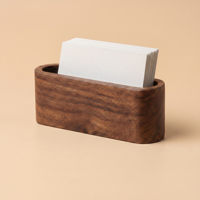 Support de cartes de visite en bois — Organisateur de bureau Fournitures de bureau Rangement de bureau Présentoir