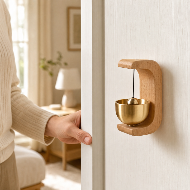 Door Opening Bell – Solid Wood Magnetic Wind Chime, Entry Reminder, Housewarming Gift