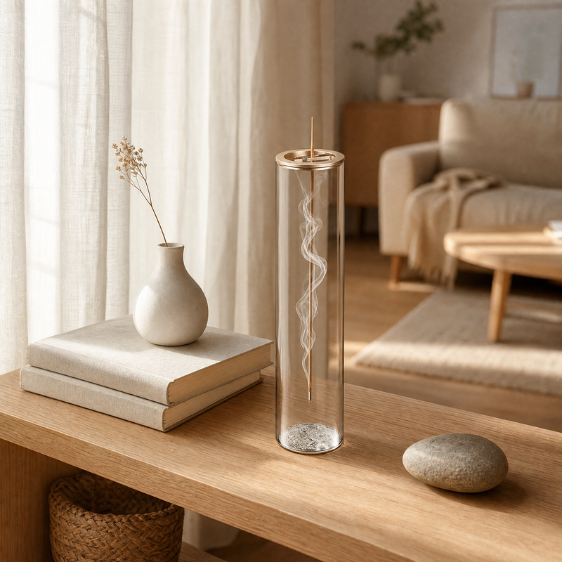 Glass Incense Stick Holder – Ash Catcher Burner for Yoga Meditation Room Decor