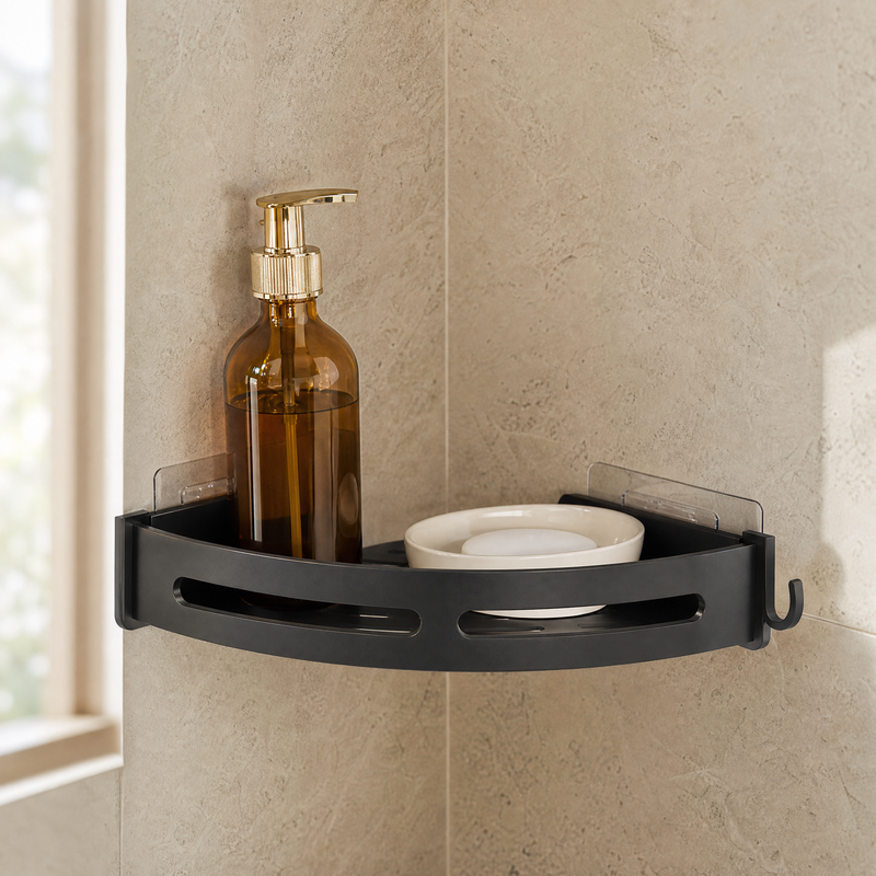 Étagère d'angle de douche – Organisateur de rangement adhésif sans perçage pour salle de bain