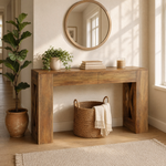 Farmhouse Console Table with Drawers – X-Shaped Legs, Entryway Hallway Sofa Table