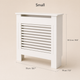 Modern Radiator Cover with Shelf – White Slatted MDF Heater Cabinet Living Room Decor