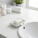 Silicone Soap Tray with Drain Spout – Self-Draining Dish for Kitchen and Bathroom Countertops