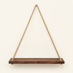 Wood Rope Hanging Wall Shelf – Pine Floating Shelves for Plants Home Decor Display