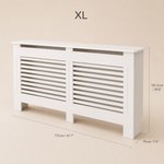 Modern Radiator Cover with Shelf – White Slatted MDF Heater Cabinet Living Room Decor