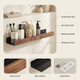 Floating Bathroom Shelf – Wood & Metal Wall Mounted Organizer, Punch-Free, Guardrail, Minimalist Decor