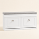 Shoe Storage Bench with Cushion – 2 Flip Drawers Entryway Seat White Hallway
