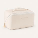Makeup Organizer Bag for Travel – PU Leather Zip Cosmetic Case with Inner Dividers