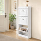 Shoe Cabinet with 3 Flip Drawers – Slim Entryway Storage Rack, White Grey Black