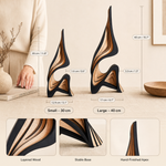 Abstract Wood Sculpture – Layered Minimalist Statue for Shelf, Desk and Living Room Decor