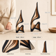 Abstract Wood Sculpture – Layered Minimalist Statue for Shelf, Desk and Living Room Decor