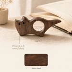Wooden Cat Book Page Holder – Finger Ring Bookmark for Readers, Minimalist Wood Gift