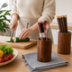 Wooden Utensil Holder – Cylinder Chopstick Storage Organizer for Kitchen Counter