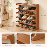 6 Tier Wooden Shoe Rack – Bamboo Entryway Organizer Shelf Space Saving Storage