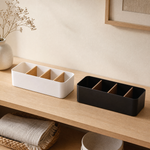 Desktop Storage Box with Wood Dividers – Desk Organizer for Home Office Decor