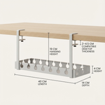Under Desk Cable Management Tray – Clamp On No Drill Wire Organizer for Office Desks