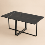 Modern Dining Table – Minimalist Rectangular Kitchen Table with Metal Frame for Small Apartments