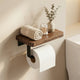 Toilet Paper Holder with Shelf – Wall Mounted Walnut Wood Storage Bathroom Organizer