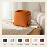 PU Leather Storage Basket – Folding Desktop Organizer for Pens Keys Cosmetics Minimalist Home Decor