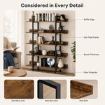 Standing Bookshelf 5 Tier – Industrial Metal Frame, Open Storage Rack for Living Room