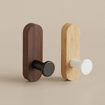 Adhesive Walnut Wood Wall Hook – Coat and Hat Hanger for Entryway & Bedroom Decor