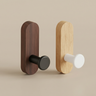 Adhesive Walnut Wood Wall Hook – Coat and Hat Hanger for Entryway & Bedroom Decor