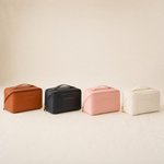 Makeup Organizer Bag for Travel – PU Leather Zip Cosmetic Case with Inner Dividers