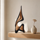 Abstract Wood Sculpture – Layered Minimalist Statue for Shelf, Desk and Living Room Decor