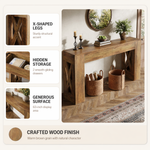 Farmhouse Console Table with Drawers – X-Shaped Legs, Entryway Hallway Sofa Table