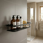 Bathroom Shelf Wall Mounted – Aluminum Alloy Shower Organizer, No Drill Storage Rack for Toiletries