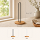 Paper Towel Holder Stand – Bamboo Base Metal Rod Countertop Kitchen Storage Rack