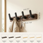 Wooden Wall Hook Rack – Black Walnut Coat Hanger Entryway Towel Bar Bathroom Bedroom Organizer