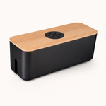 Cable Storage Box Bamboo Lid – Power Strip Organizer Wire Hider for Home Office Desk