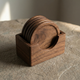 Wooden Coaster Set with Holder – 6 Round Coasters with Storage Stand for Kitchen & Living Room