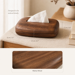 Walnut Wood Tissue Box Cover – Removable Lid, Minimalist Tabletop Decor for Home