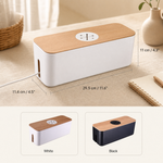 Cable Storage Box Bamboo Lid – Power Strip Organizer Wire Hider for Home Office Desk