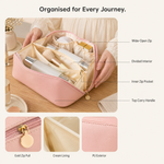 Makeup Organizer Bag for Travel – PU Leather Zip Cosmetic Case with Inner Dividers
