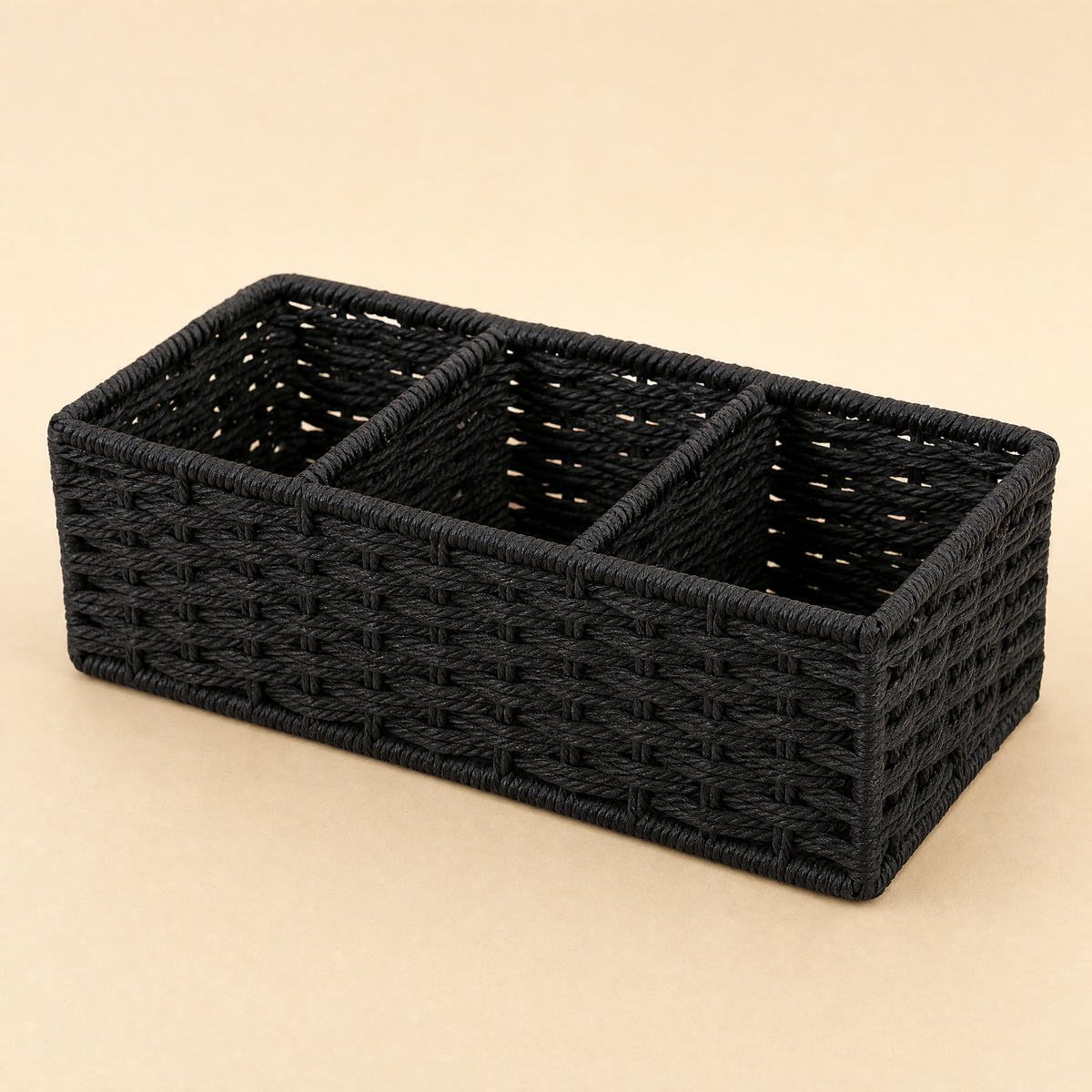 Woven Storage Basket – Toilet Tank Organizer, Bathroom Countertop Tray